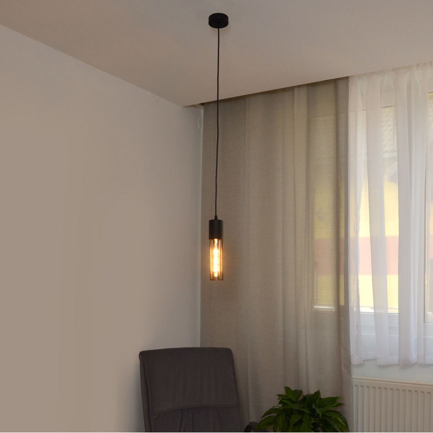 Candeeiro suspenso MELODY 1xE27/15W/230V preto