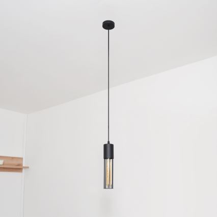 Candeeiro suspenso MELODY 1xE27/15W/230V preto