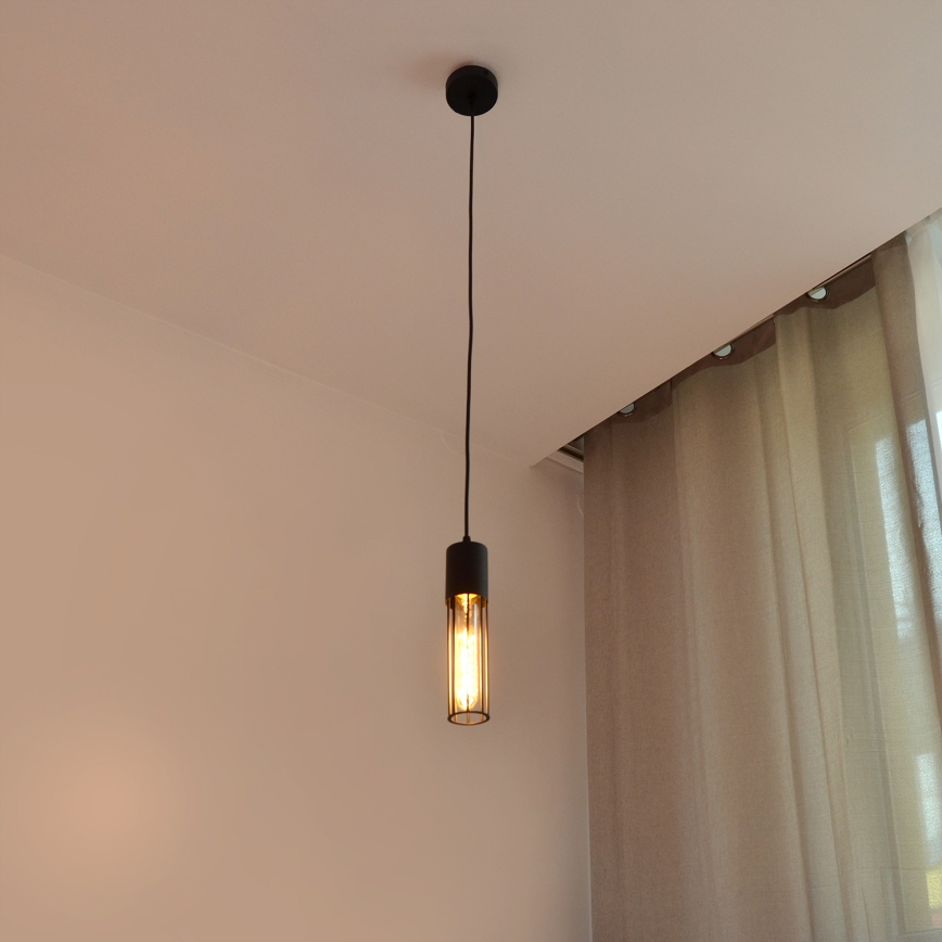 Candeeiro suspenso MELODY 1xE27/15W/230V preto
