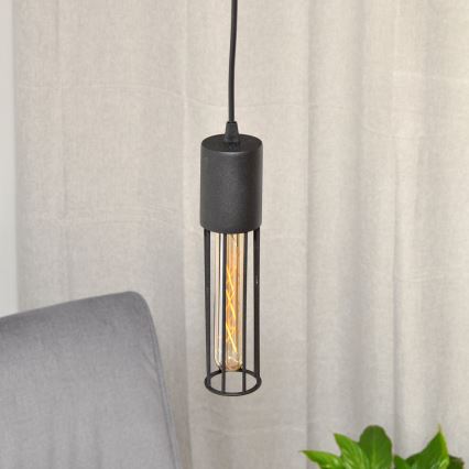 Candeeiro suspenso MELODY 1xE27/15W/230V preto
