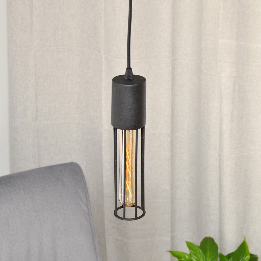 Candeeiro suspenso MELODY 1xE27/15W/230V preto
