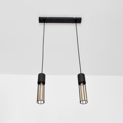 Candeeiro suspenso MELODY 2xE27/15W/230V preto
