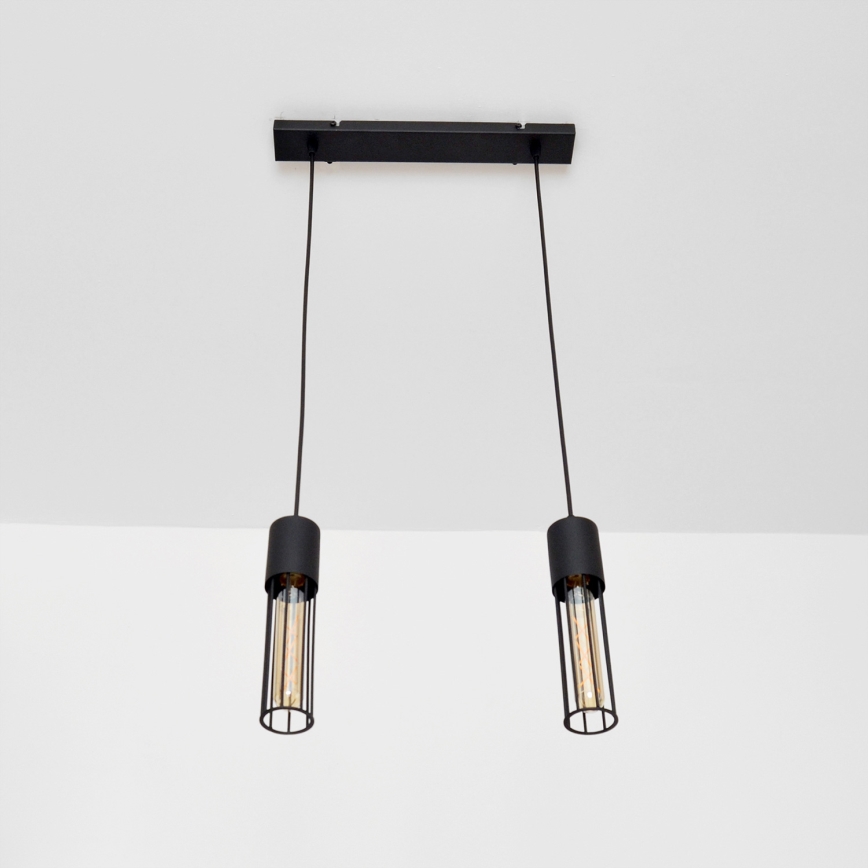 Candeeiro suspenso MELODY 2xE27/15W/230V preto