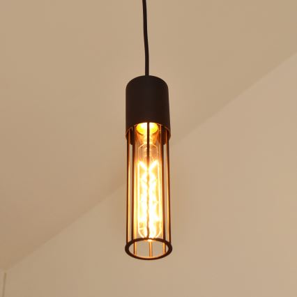 Candeeiro suspenso MELODY 2xE27/15W/230V preto