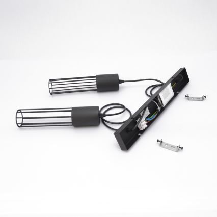 Candeeiro suspenso MELODY 2xE27/15W/230V preto