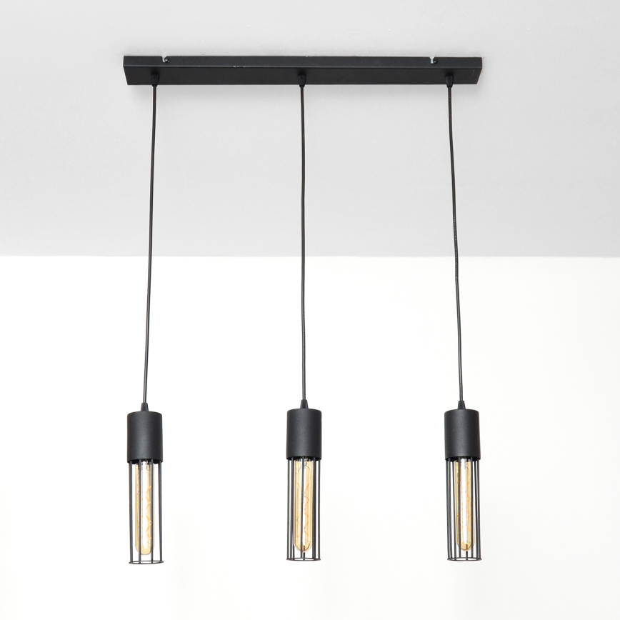 Candeeiro suspenso MELODY 3xE27/15W/230V preto