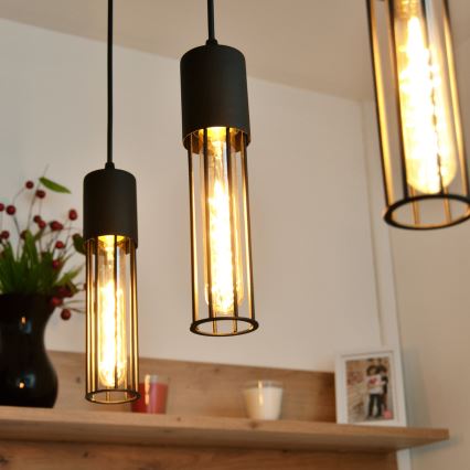Candeeiro suspenso MELODY 3xE27/15W/230V preto