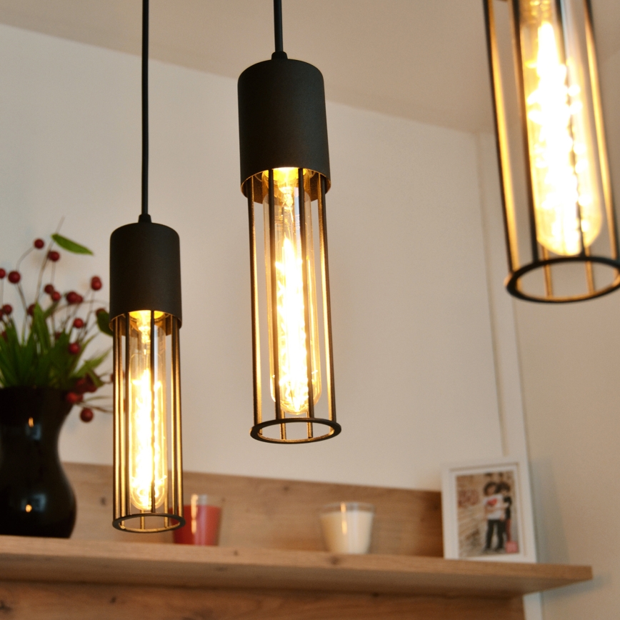 Candeeiro suspenso MELODY 3xE27/15W/230V preto