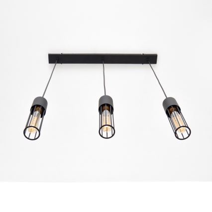 Candeeiro suspenso MELODY 3xE27/15W/230V preto