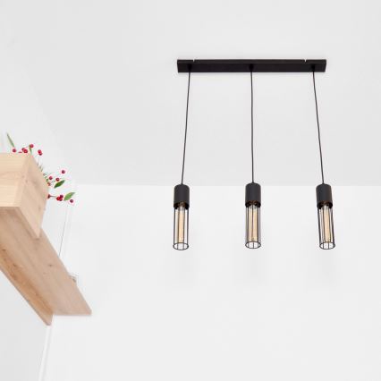 Candeeiro suspenso MELODY 3xE27/15W/230V preto