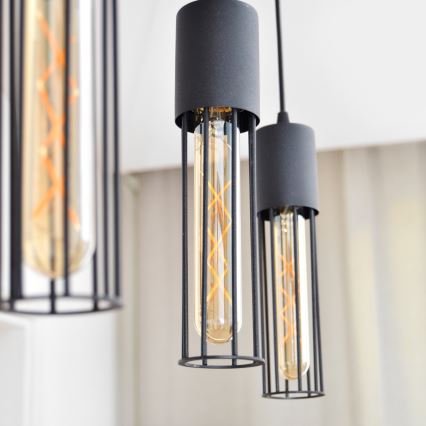 Candeeiro suspenso MELODY 3xE27/15W/230V preto