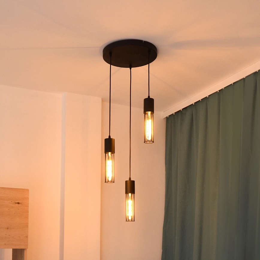 Candeeiro suspenso MELODY 3xE27/15W/230V preto