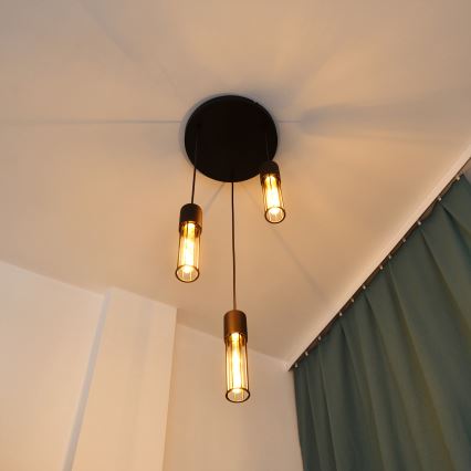 Candeeiro suspenso MELODY 3xE27/15W/230V preto