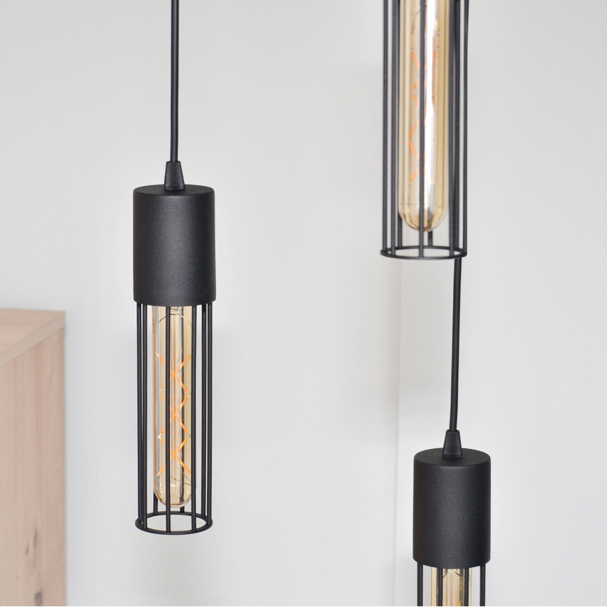 Candeeiro suspenso MELODY 3xE27/15W/230V preto