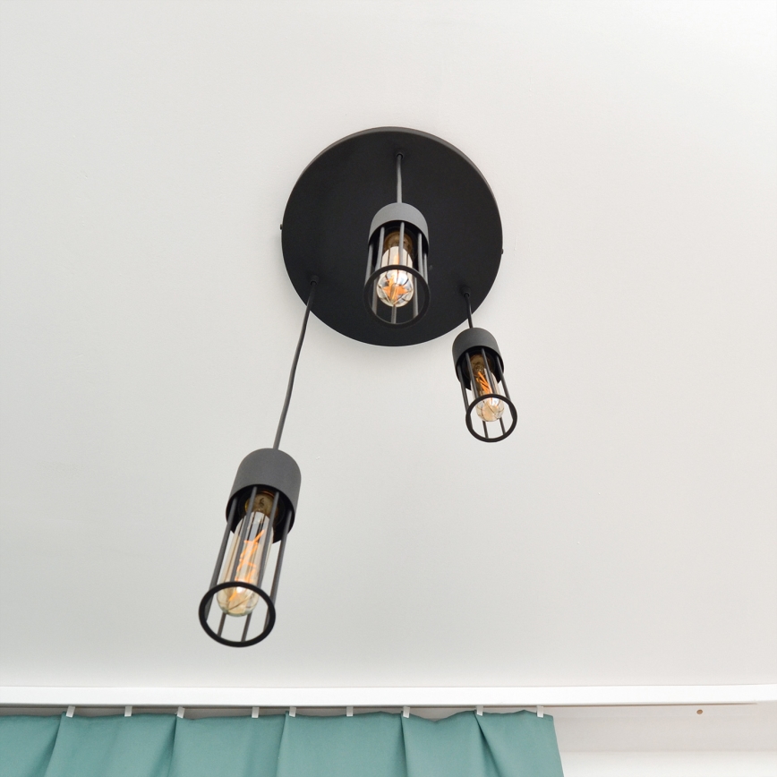 Candeeiro suspenso MELODY 3xE27/15W/230V preto
