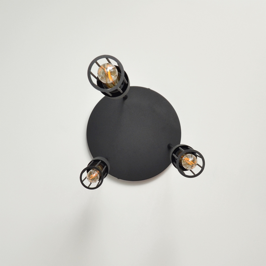 Candeeiro suspenso MELODY 3xE27/15W/230V preto