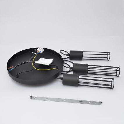 Candeeiro suspenso MELODY 3xE27/15W/230V preto