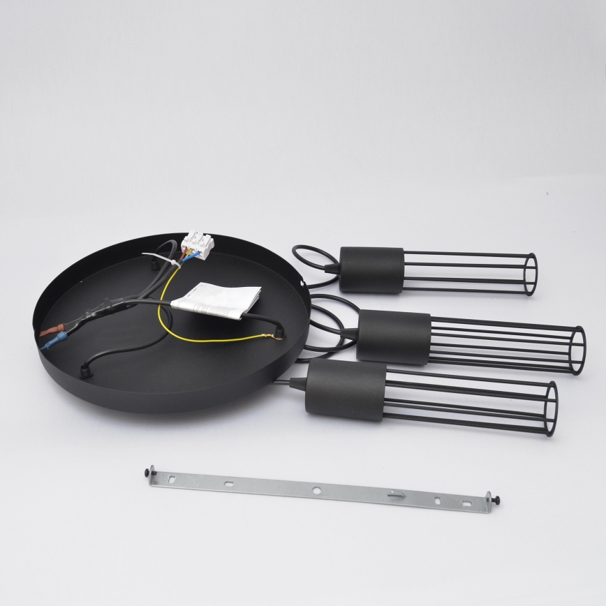 Candeeiro suspenso MELODY 3xE27/15W/230V preto