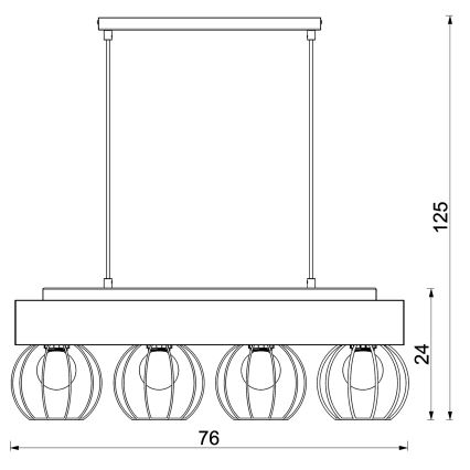 Candeeiro suspenso MENTON 4xE27/15W/230V preto/castanho/carvalho