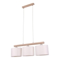 Candeeiro suspenso MERCEDES 3xE27/40W/230V creme/carvalho