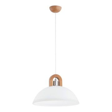 Candeeiro suspenso MIGOT 1xE27/15W/230V bege/cromado brilhante