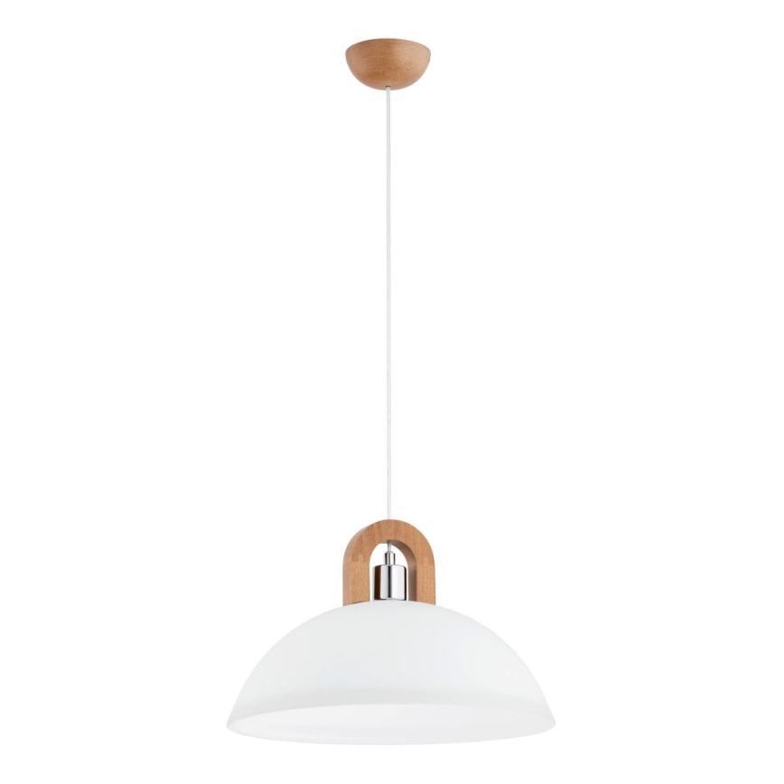 Candeeiro suspenso MIGOT 1xE27/15W/230V bege/cromado brilhante