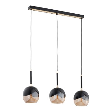 Candeeiro suspenso MILTONA 3xE27/60W/230V preto/bege
