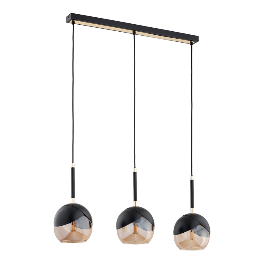Candeeiro suspenso MILTONA 3xE27/60W/230V preto/bege