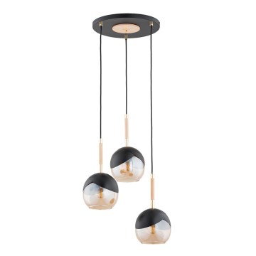 Candeeiro suspenso MILTONA 3xE27/60W/230V preto/bege