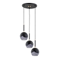 Candeeiro suspenso MILTONA 3xE27/60W/230V preto/cinzento