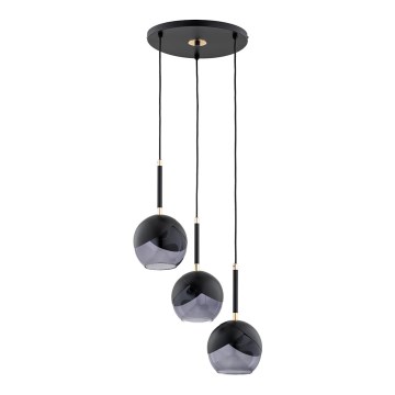 Candeeiro suspenso MILTONA 3xE27/60W/230V preto/cinzento