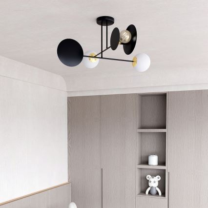Candeeiro suspenso MINERVA 2xE27/15W + 2xE14/10W/230V preto