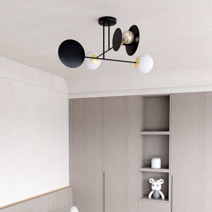 Candeeiro suspenso MINERVA 2xE27/15W + 2xE14/10W/230V preto