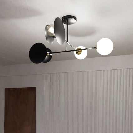 Candeeiro suspenso MINERVA 2xE27/15W + 2xE14/10W/230V preto