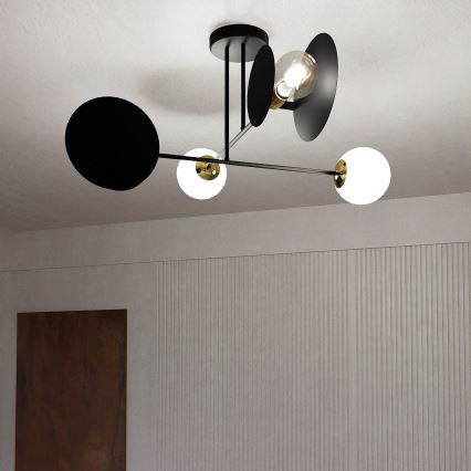 Candeeiro suspenso MINERVA 2xE27/15W + 2xE14/10W/230V preto