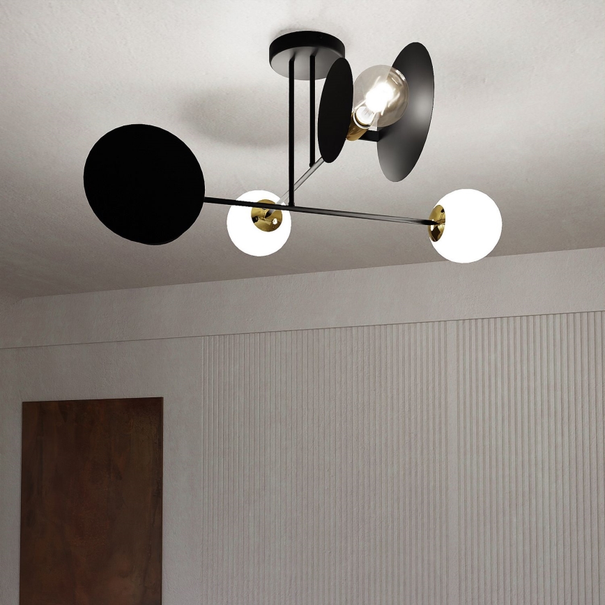 Candeeiro suspenso MINERVA 2xE27/15W + 2xE14/10W/230V preto
