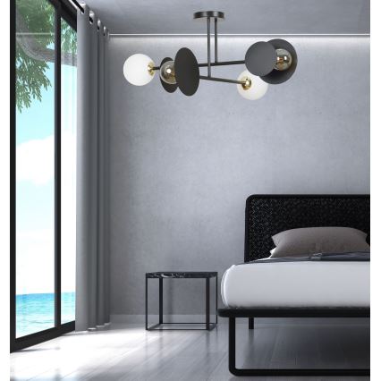 Candeeiro suspenso MINERVA 2xE27/15W + 2xE14/10W/230V preto