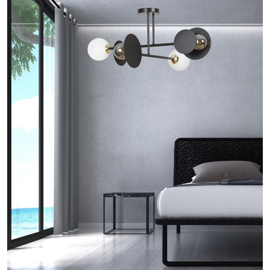 Candeeiro suspenso MINERVA 2xE27/15W + 2xE14/10W/230V preto