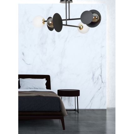 Candeeiro suspenso MINERVA 2xE27/15W + 2xE14/10W/230V preto