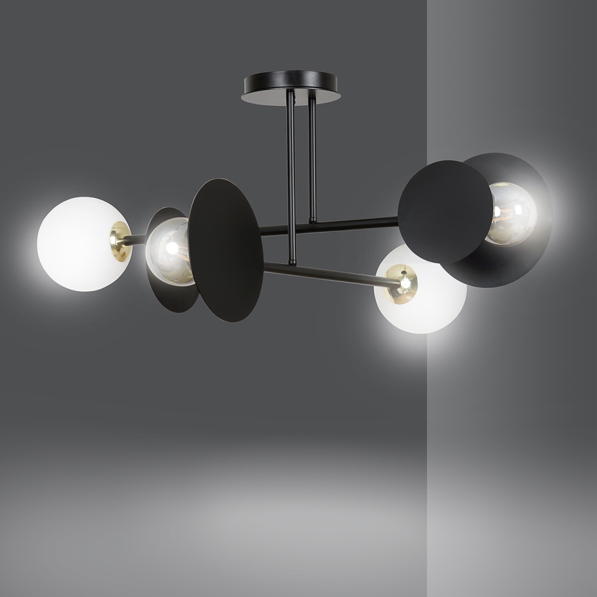 Candeeiro suspenso MINERVA 2xE27/15W + 2xE14/10W/230V preto