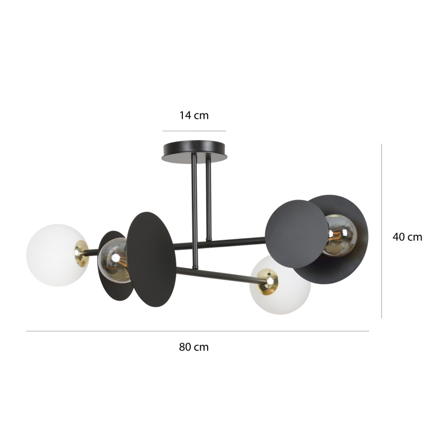 Candeeiro suspenso MINERVA 2xE27/15W + 2xE14/10W/230V preto