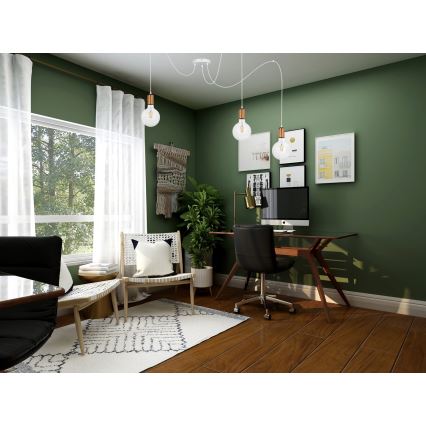 Candeeiro suspenso MIROS 3xE27/60W/230V aranha branco/cobre