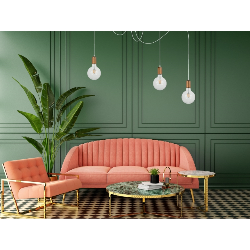 Candeeiro suspenso MIROS 3xE27/60W/230V aranha branco/cobre