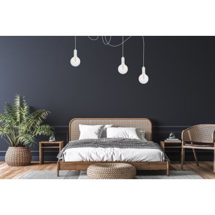 Candeeiro suspenso MIROS 3xE27/60W/230V aranha branco