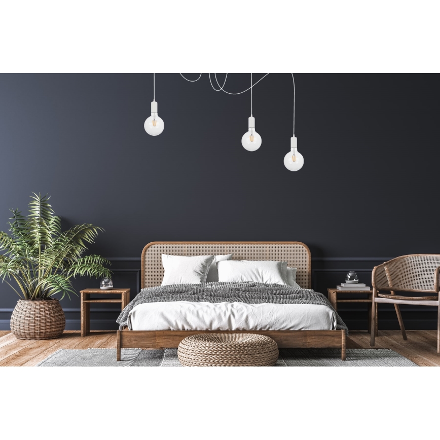 Candeeiro suspenso MIROS 3xE27/60W/230V aranha branco