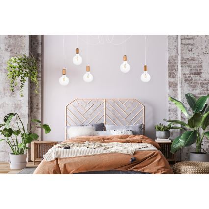 Candeeiro suspenso MIROS 5xE27/60W/230V aranha branco/cobre