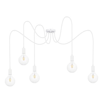 Candeeiro suspenso MIROS 5xE27/60W/230V aranha branco