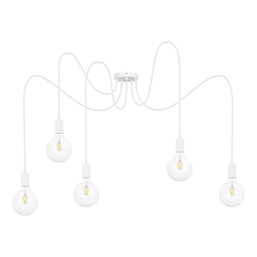 Candeeiro suspenso MIROS 5xE27/60W/230V aranha branco