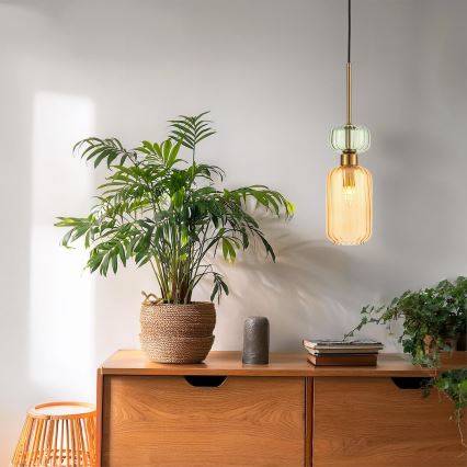 Candeeiro suspenso MOLLY 1xE14/40W/230V diâmetro 12 cm dourado/laranja/verde