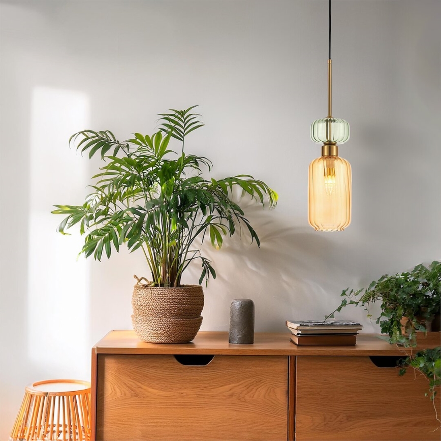 Candeeiro suspenso MOLLY 1xE14/40W/230V diâmetro 12 cm dourado/laranja/verde